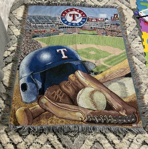 MLB Texas Rangers HOME FIELD ADVANTAGE WOVEN TAPESTRY THROW BLANKET 48" x 60" Cover
