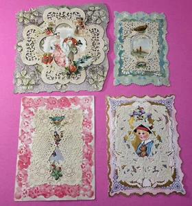 Valentine’s Day Card Vintage Die Cut Paper Victorian Lace Lot Courting Couple - Picture 1 of 22