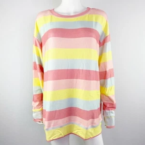 Wildfox ROADTRIP Sweatshirt Gr. S in Italian Ice Multicolor Streifen Oversized - Bild 1 von 8