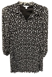 Nine West Womens size XS Knife Pleated Black and White Leopard Print Dress NNT - Picture 1 of 9