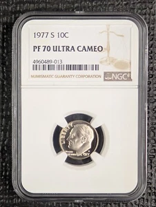 1977 S 10C Roosevelt Dime PF70 Ultra Cameo PR 70 Dcam NGC Top Pop PERFECT COIN!! - Picture 1 of 2