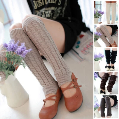 Winter Women Ladies Warm Leg Warmers Cable Knit Knitted Crochet Socks Leggings - image 1 of 4
