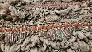 BIEGE ORANGE GREEN LOOPED TRIM OM BAND BY THE YARD - Picture 1 of 2