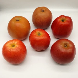 6 Large Artificial Apple Decorative Plastic Fruit Realistic Prop Display Vintage - Picture 1 of 4