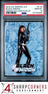 2012 MARVEL AVENGERS HEROES/VILLAINS EVOLVE #E-33 BLACK WIDOW POP 2 PSA 10 - Picture 1 of 3