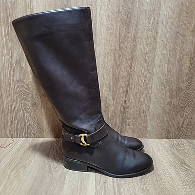 Ralph Lauren RLL Micah кожи низкий каблук коричневый езды ботинки Sz 7 B  - Изображение 1 из 4