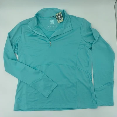Женский пуловер Kate Lord Performance на четверть молнии размер Large бирюзовый НОВЫЙ - Изображение 1 из 4