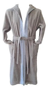 EMPORIO ARMANI cotton bathrobe with hood 231778 3R447 beige - Picture 1 of 5