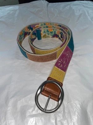 Womens Colorful Fossil Double Sided Leather and Suede/Printed Belt 40 Inches Foto 1 de 4
