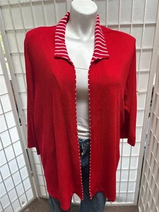 Women's Draper's & Damons's 3X Ruby Red Open Front Drape Jacket - Picture 1 of 5