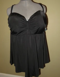 Neu CACIQUE Schwarz TANKINI Bandeau TOP Schwimmen BADEANZUG Pads Bügel 44 DD - Bild 1 von 6