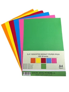 DUSTPIC DJP A4 Assorted Bright Paper Pack - 80gsm, 120 Sheets - Picture 1 of 3