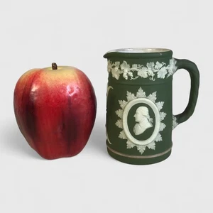 Green Dipped Wedgwood Jasperware Creamer Pitcher Washington Franklin - Picture 1 of 9