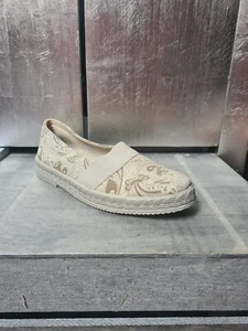 Neuwertige ROHDE Sommer-Espadrilles Gr 37,5 (4,5) Stoffschuhe beige weiß #S433 - Bild 1 von 10