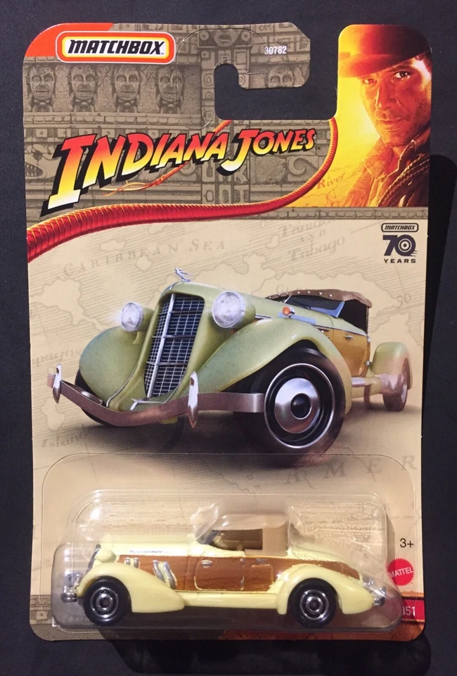 MATCHBOX 2023 - 1936 AUBURN SPEEDSTER 851 INDIANA JONES NEAR MINT VHTF CARD GOOD - Image 1 of 4