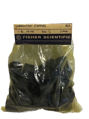(1 lb.) FISHER SCIENTIFIC Size 5 Laboratory Rubber Stoppers 2-Holes 14-140 - Image 1 of 4