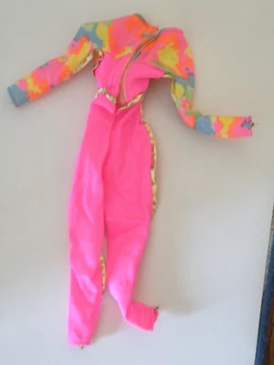 Ropa Muñeca Barbie: PANTALONES MONO LEOTARDO AÑOS 90 ROSA NARANJA NEÓN Y DORADO Foto 1 de 2