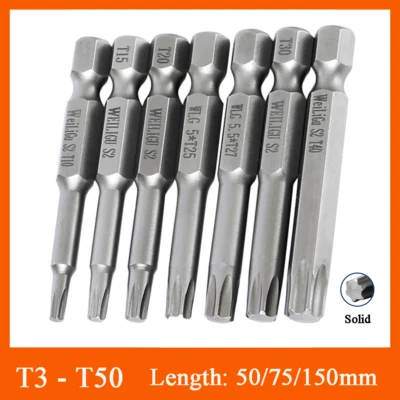 MARKENLOS T3 - T50 Torx TX Bits Schraubendreher Bit Extra Lang Magnetisch Bitsatz S2 Stahl