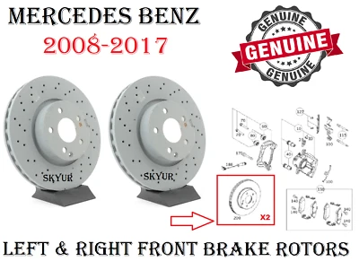 Mercedes Front Left & Right 2 Brake Rotors Set C300 C350 E250 E350 400 GENUINE - Image 1 of 4