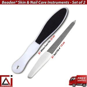 Beaden® Pedicure Toe Nail Care Feet Foot Hard Skin Remover Set of 2 Nail Files - Picture 1 of 5