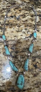 "Collana Astratta Statement Originale Blu Turchese Argento Sterling Barse ""925""" - Foto 1 di 8