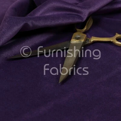 Matt Plain Cotton Effect Velvet Upholstery Quality Fabrics In Plum Purple Colour - Image 1 of 4