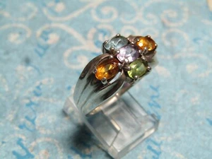 Gemstone .925 Silver Citrine Blue Topaz Amethyst Peridot Ring QVC Size 9.5 - Picture 1 of 4
