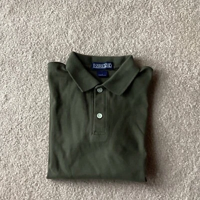 LANDS END BIGGER KIDS SMALL MUTED GREEN POLO, LONG SLEEVED, COLLARED - Image 1 of 3