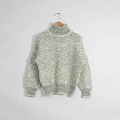 Suéter Acrílico Mohair Cuello Tortuga Abstracto De Colección Para Mujer Grande - Retro Foto 1 de 4