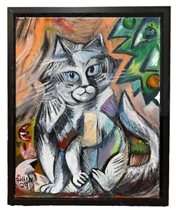 PiCATso Decorazione Natalizia Rompi Dipinto Olio Originale Melissa Bollen Gatti - Foto 1 di 11
