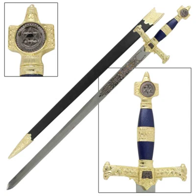 KING SOLOMON MEDIEVAL TEMPLAR CRUSADER REPLICA LONGSWORD- BLUE FANTACY SWORD - Image 1 of 4