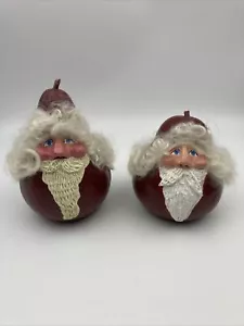 Vintage handbemalt und strukturiert Santa Kürbisse Künstler signiert Devon '04 Weihnachten - Bild 1 von 13