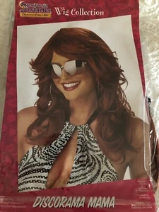 Discorama Mama 70's Disco Diva Auburn Curly Haired Costume Wig Fancy Dress - Picture 1 of 2