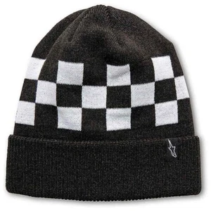 ALPINESTARS CHECKED BEANIE BLACK WHITE CUFF ADULT HAT MX ONE SIZE ASTARS CASUAL - Picture 1 of 1