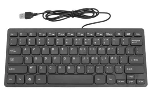 Mini Clavier AZERTY Noir Fin cordon USB 1.20m - Afbeelding 1 van 3