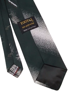 Vintage TOOTAL Tie Mens Necktie Retro Fashion DARK GREEN ABSTRACT - Picture 1 of 3