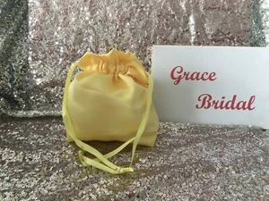LEMON PLAIN DUCHESS SATIN DOLLY BAG WEDDING MAID. PROM FLOWERGIRL*UK MADE/SELLER - Picture 1 of 6