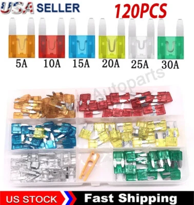 120 PC Low Profile Mini Car Fuse Auto Car Motorcycle SUV Fuses Kit APM ATM - Image 1 of 4