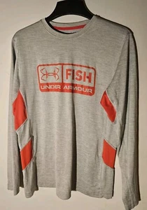 Under Armour Herren Shirt Fish Pro Heat Gear Langarm belüftet lose rot grau M - Bild 1 von 6