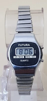 Vintage FUTURA Digital Quartz Watch Stainless Steel Silver Band...NEW BATTERY - Image 1 of 4