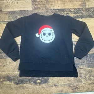 Disney Nightmare Before Christmas Sweatshirt Jack Santa Hat Black L - Picture 1 of 5