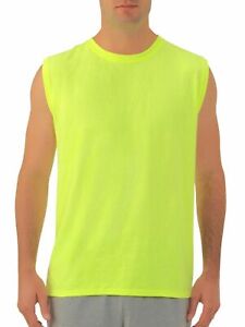 Fruit Of The Loom Men's Platinum Muscle Shirt Safety Green , Size S-4XL