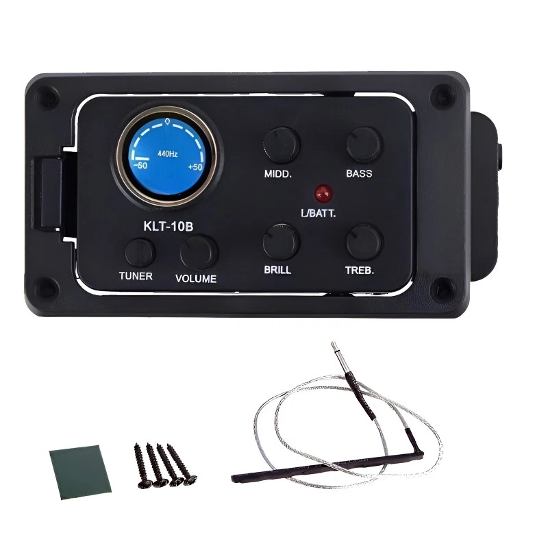 Acoustic Guitar Pickups 4-Band EQ Tuner Preamp Piezo Pickup for Travel Guitar - Image 1 of 4