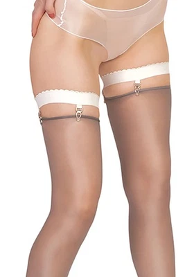 Gretta - Ligas de muslo Stay Up para medias de nailon con silicona y ganchos Foto 1 de 4