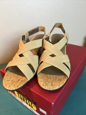 Pair Of Nee Vaneli Beige W/a Cork Wedge Sandals Size 7.5 - Image 1 of 4