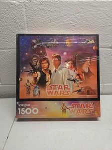 Vintage STAR WARS Han Luke Leia Vader C3PO 1500pcs Puzzle Springbok 1995 SEALED - Picture 1 of 1
