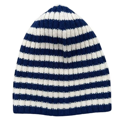Gorro EVERLANE Reciclado Cachemira Rayas Suave Unisex Azul Blanco Tejido OS Foto 1 de 4