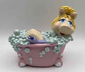 Vintage Jim Henson's Miss Piggy Taking Bubble Bath Vinyl Piggy Bank by Applause - Picture 1 of 14