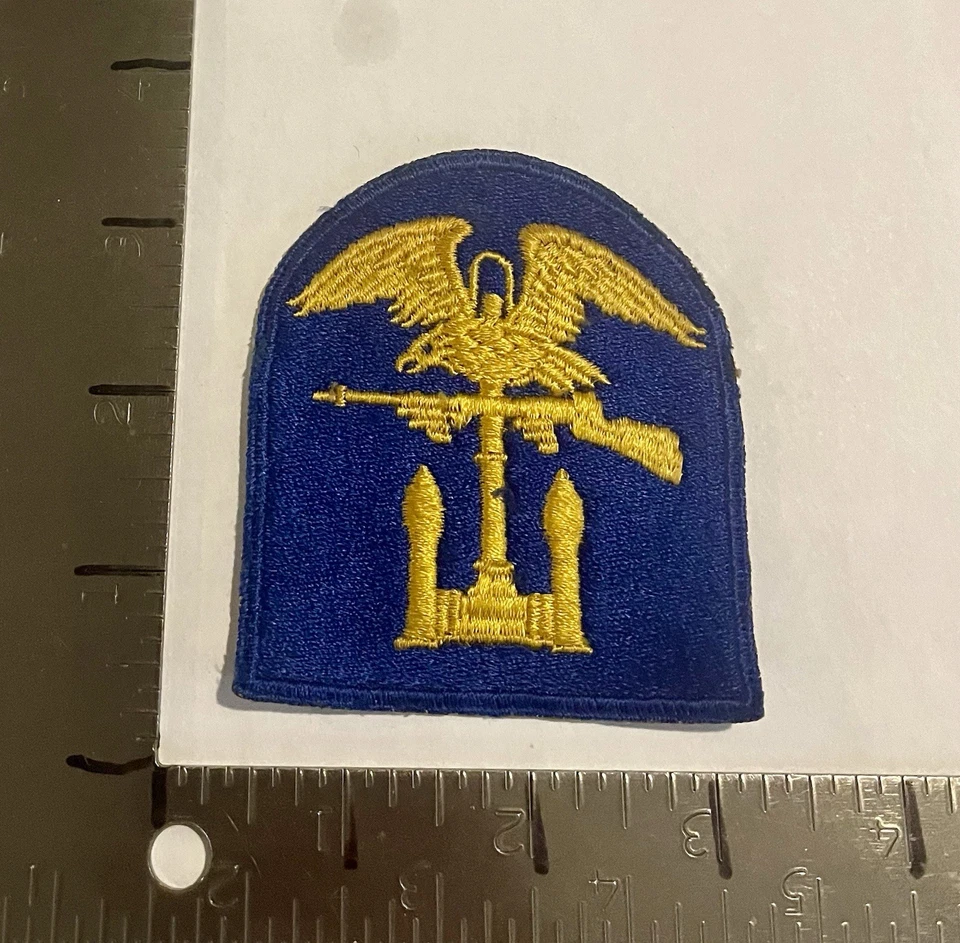 Parche bordado azul sin brillo espalda blanca Segunda Guerra Mundial Ejército de EE. UU. COMANDO ANFIBIO Foto 1 de 2