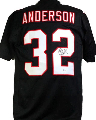 Camiseta deportiva Jamal Anderson autografiada negra estilo profesional - Beckett con *negra Foto 1 de 4